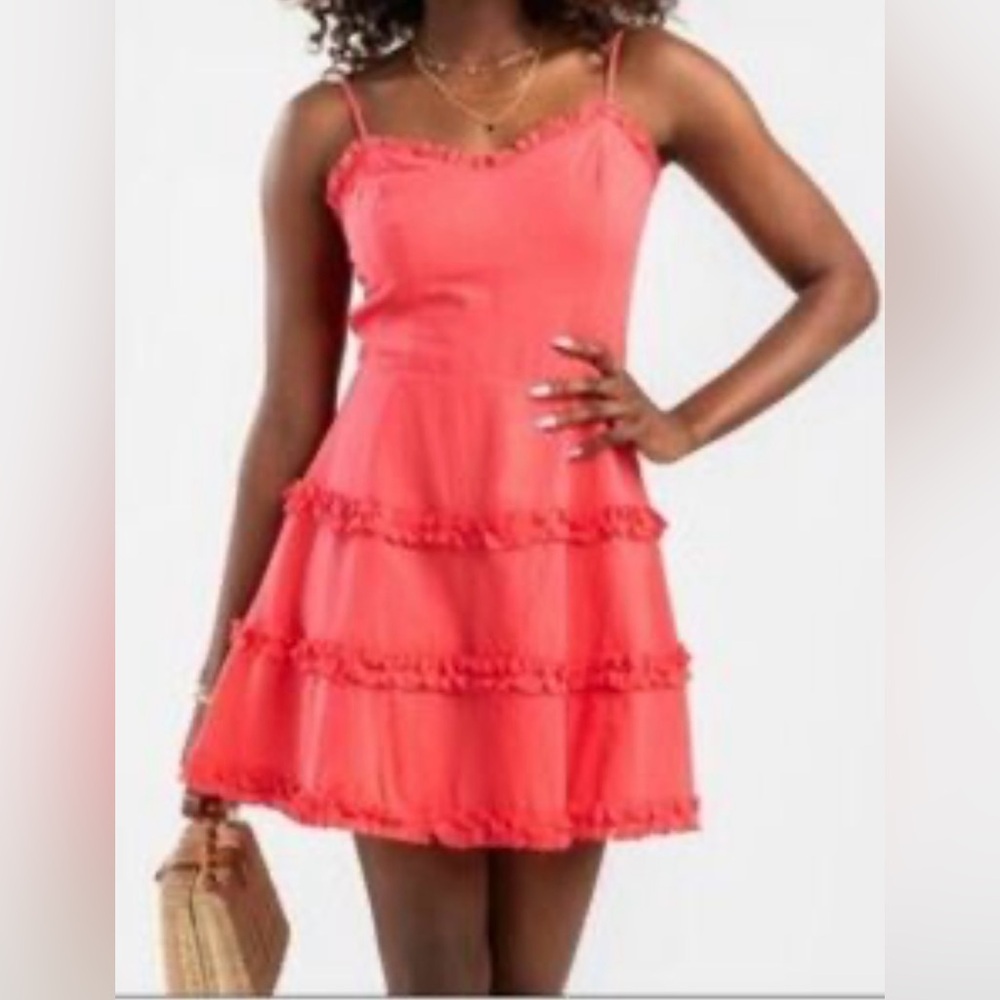 Mi ami by Francesca Coral Mini Dress with Ruffles